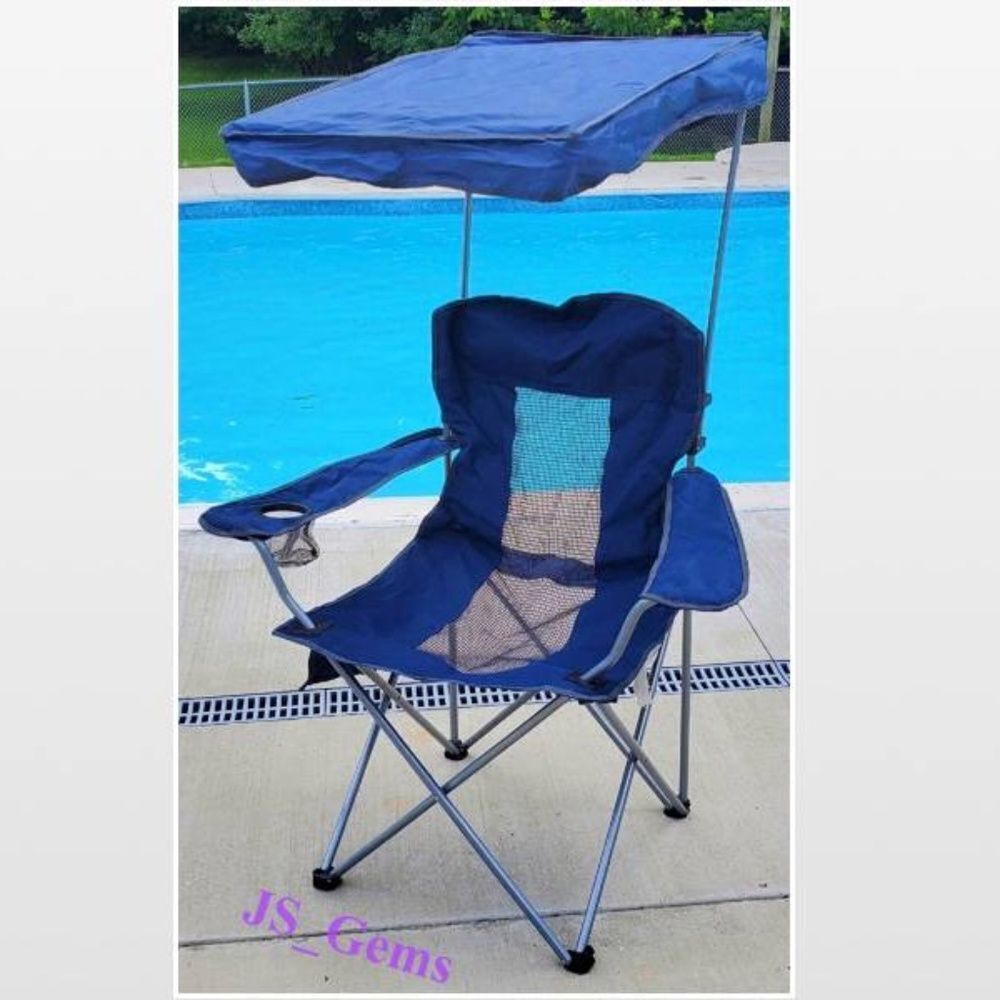 Lawn Chair Portable Unisex OS Folding Blue Canopy Bag Camping Beach